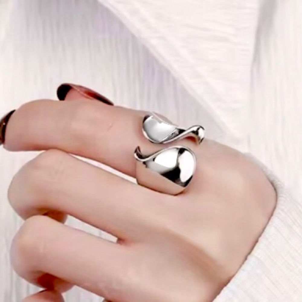 New 925 Sterling Silver Wraparound Abstraction Band Style Ring Adjustable